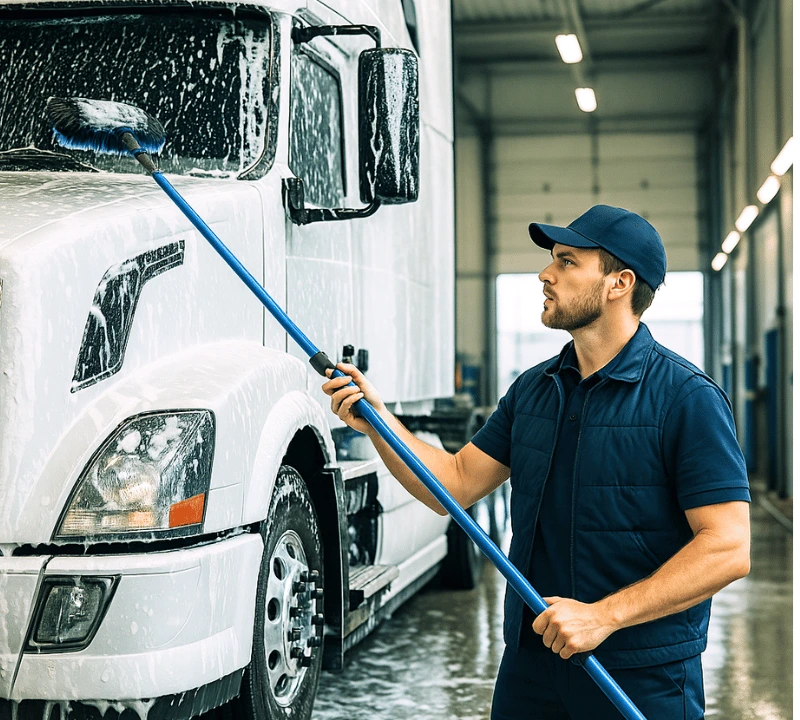 About Truck Wash Edmonton Men washing a white truck
