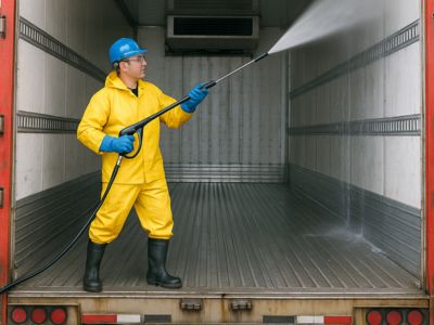 Men doing inside Truck Trailer Washing